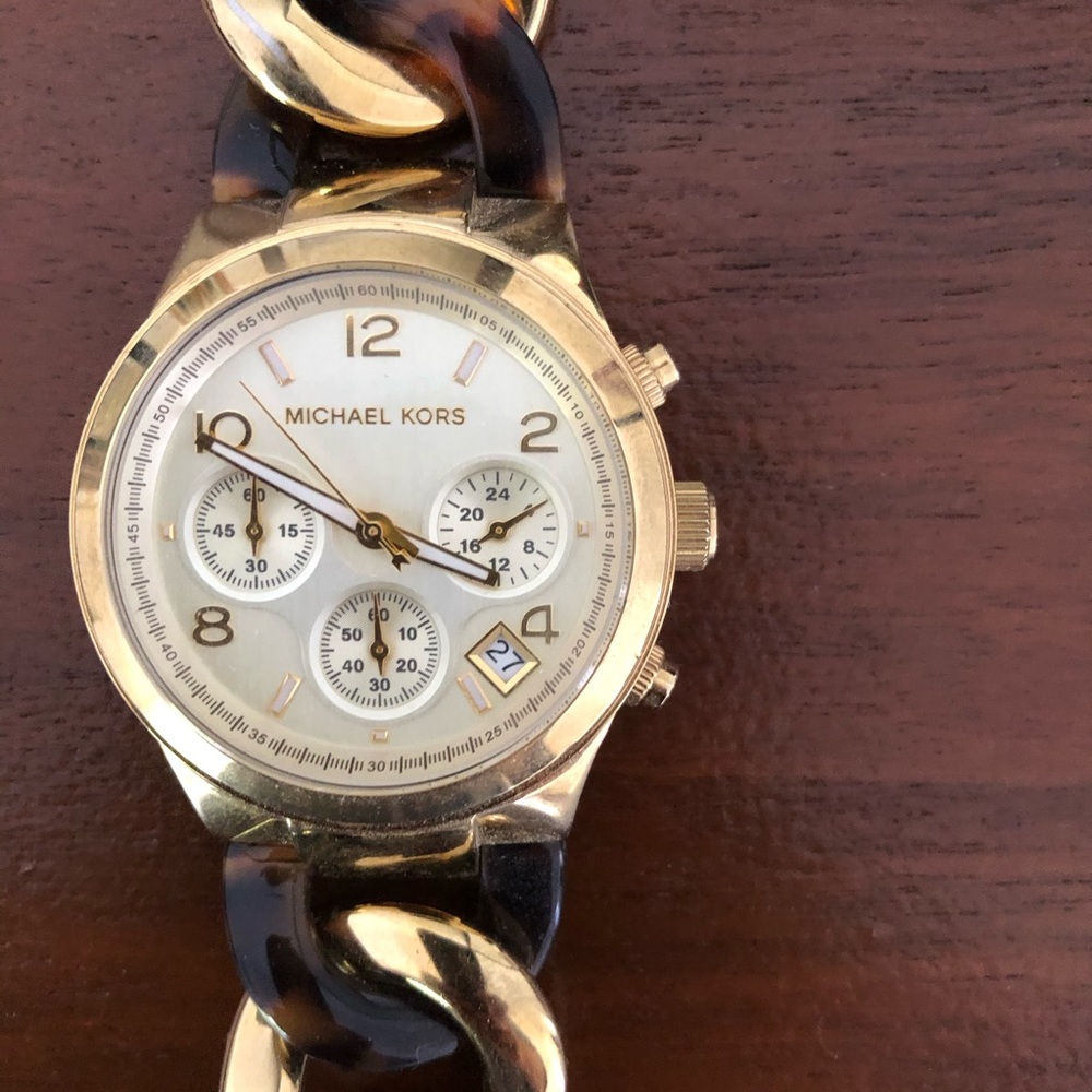 Michael Kors Gold and Tortoise Shell Watch